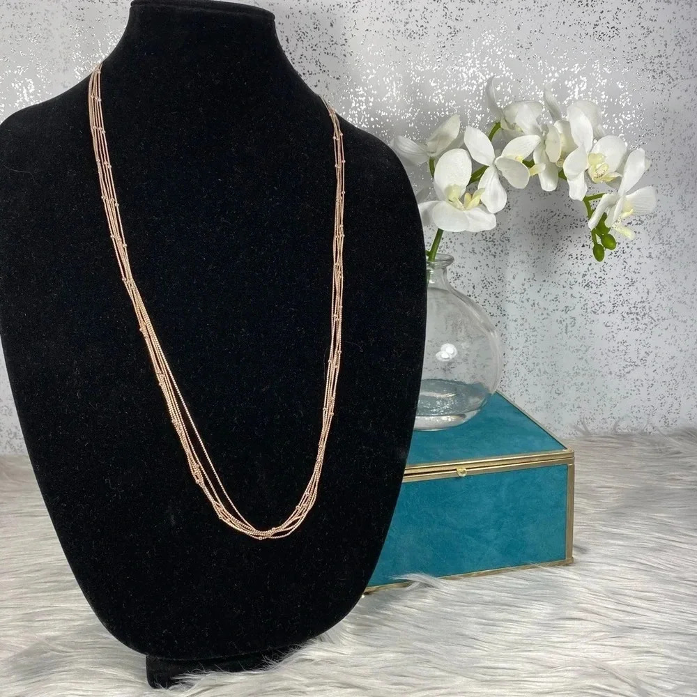 Metal Brand Long Layered Gold Chain Necklace